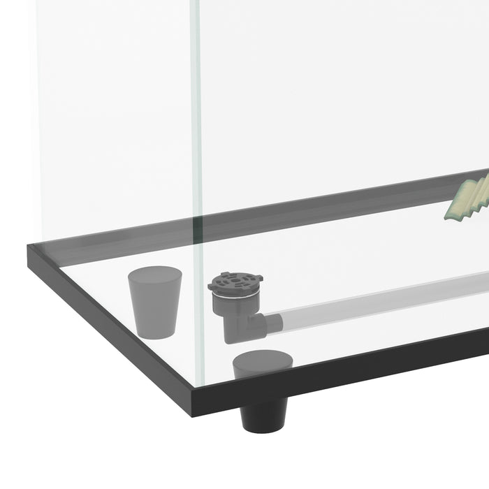 28L Glass Turtle Tank with Basking Area - Easy Drain System & Built-In Thermometer - Ideal Habitat for Aquatic Reptiles