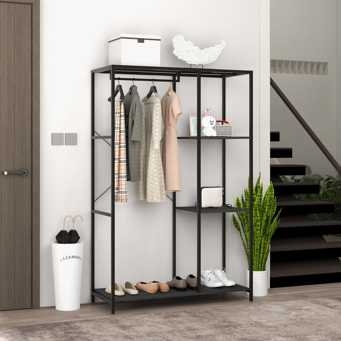 Free Standing Coat Rack with Shoe Storage - 170cm Tall Hall Tree with Hanging Rail and Shelves - 2-in-1 Organizer for Hallway, Entryway, Bedroom