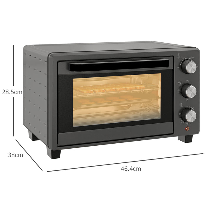 21L Mini Oven with Electric Grill - Toaster Oven with Adjustable Temperature & Timer, Includes Baking Tray and Wire Rack, 1400W - Ideal for Small Kitchens & Quick Meals