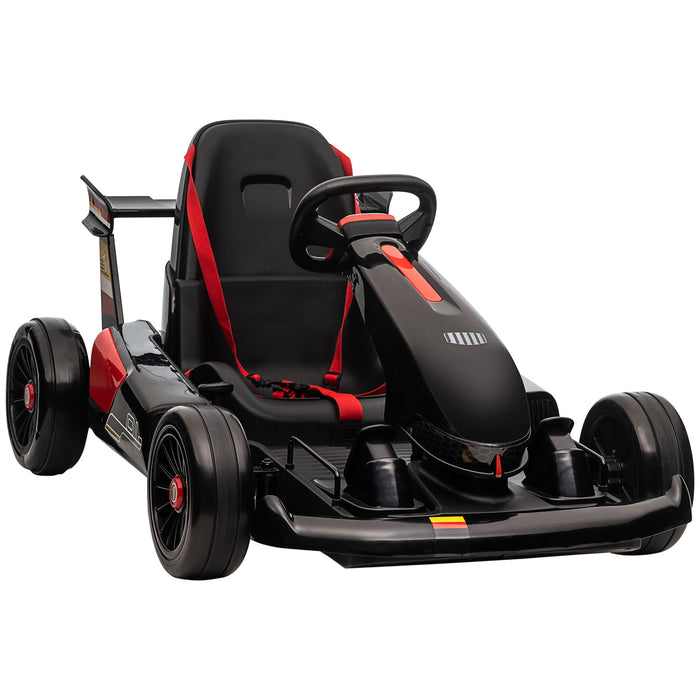 12V Electric Go Kart for Kids - Adjustable Footrest, Reversible Steering, Ride-On Racer, 2 Speed Options - Rechargeable Battery-Powered Kart for Racing Enthusiasts