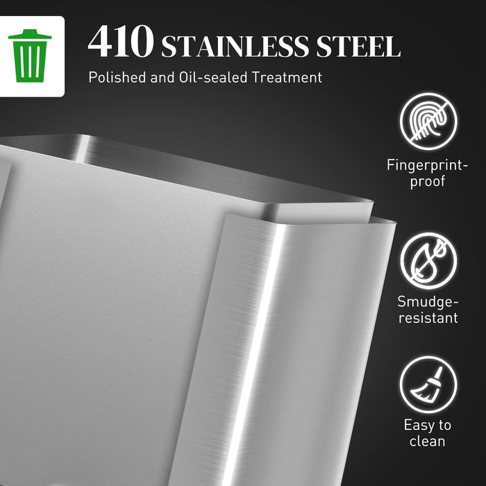 Dual Compartment Kitchen Trash Can - 20+14L Recycling and Waste Stainless Steel Bin, Vertical Pedal Operation with Tilt-Out Design - Soft-Close Lid, Detachable Inner Buckets, Easy Carry Handles for Home Use