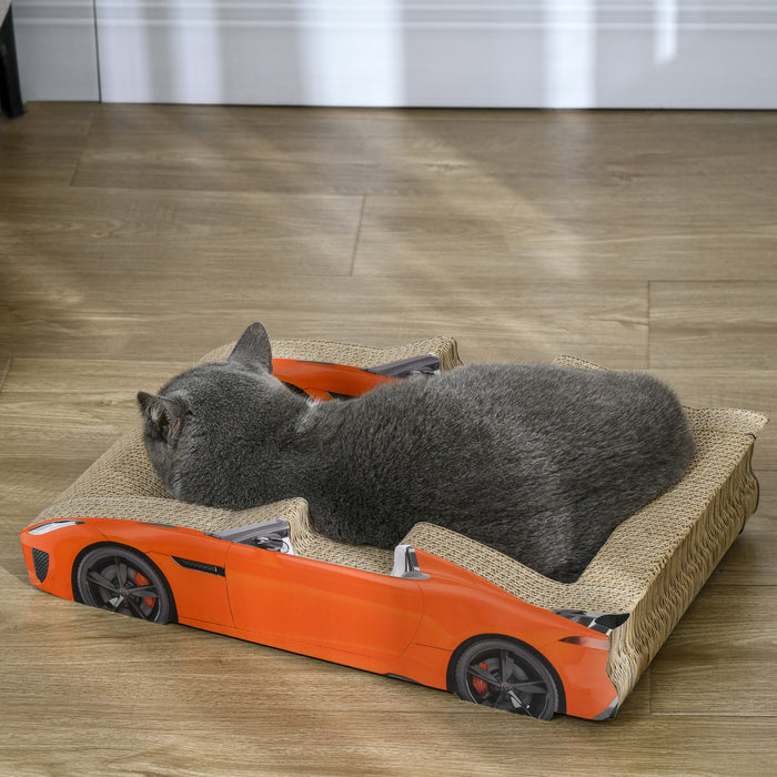 Car-Shaped 2-in-1 Cat Scratching Board - Includes Catnip - Entertaining and Scratching Solution for Cats