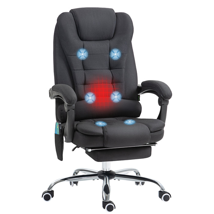 Ergonomic Heated Massage Office Chair with 6 Vibration Points - Comfortable Executive Chair in Black - Ideal for Stress Relief and Relaxation at Work