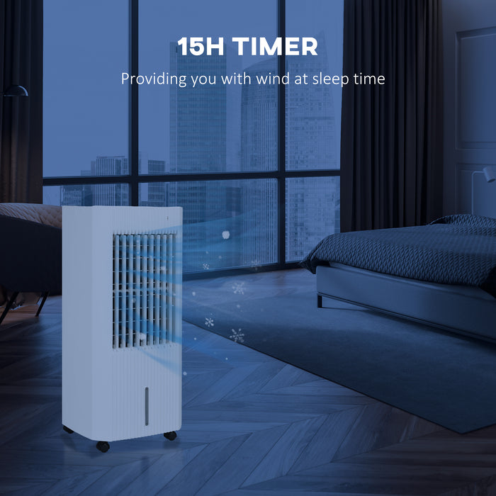 68cm 3-In-1 Evaporative Air Cooler - Portable Ice Cooling Fan, Humidifier with LED Display & Oscillation - Includes Remote, 15H Timer, 5L Tank for Home Comfort, White