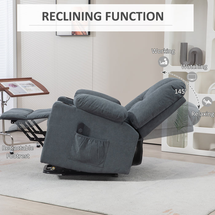 Extra Large Lift Recliner Chair with Fabric Upholstery - Remote Controlled Riser with Side Pockets & Cup Holder for Living Room Comfort - Ideal for Elderly & Mobility Challenged Individuals