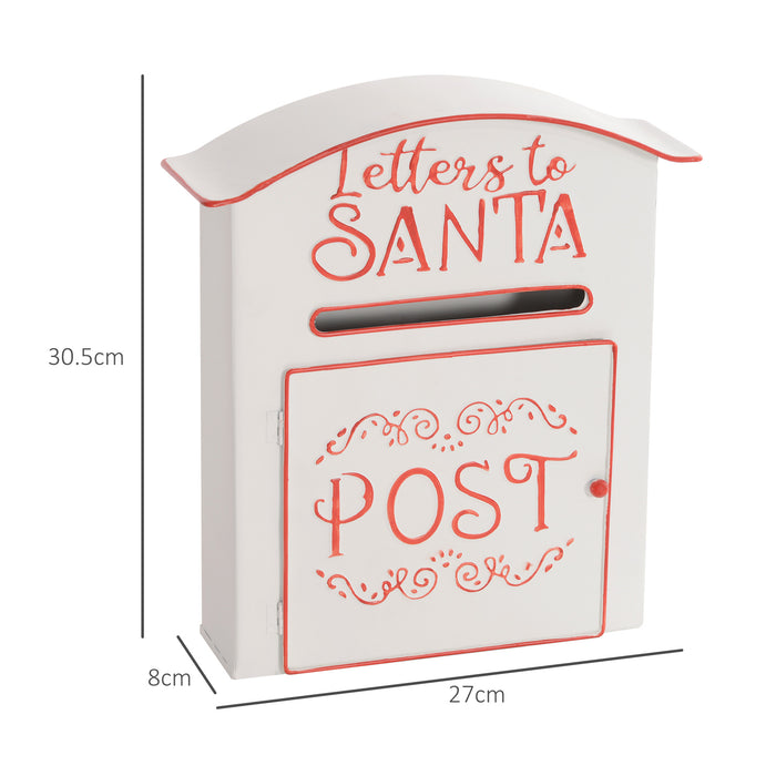 HOMCOM Christmas Post Box, Letters to Santa Mailbox, Wall Mounted Postbox, Christmas Decoration for Indoor and Outdoor, White