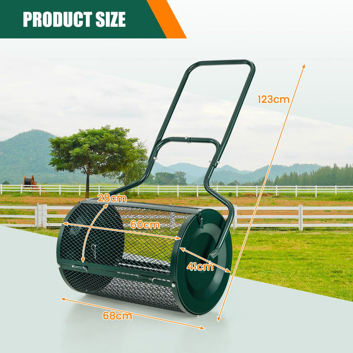 Peat Moss Spreader, 68cm - Enhanced with Upgrade Side Latches and U-Shape Handle - Ideal Solution for Efficient Garden Soil Spreading