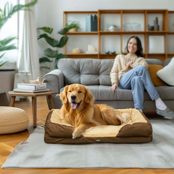 Aosom UK Calming Pet Bed - Large Dog Mattress with Removable Cover and Anti-Slip Bottom, 120x80x22cm - Soothes Anxiety, Promotes Restful Sleep for Large Breeds