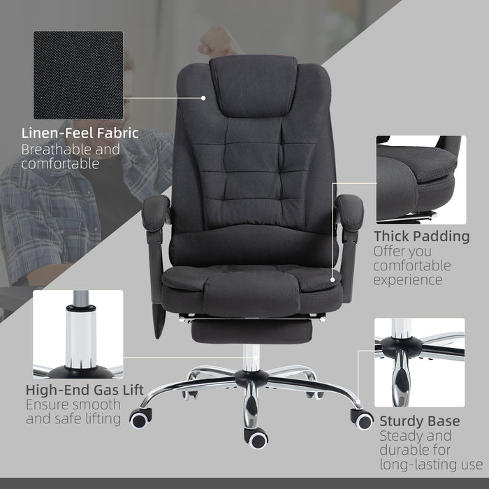 Ergonomic Heated Massage Office Chair with 6 Vibration Points - Comfortable Executive Chair in Black - Ideal for Stress Relief and Relaxation at Work