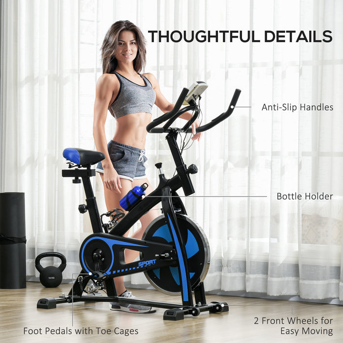 Exercise Bike - Heavy-Duty Indoor Stationary Cycling Machine with Adjustable Seat & Resistance - Ideal Home Gym Equipment for Cardio Workout and Fitness Training