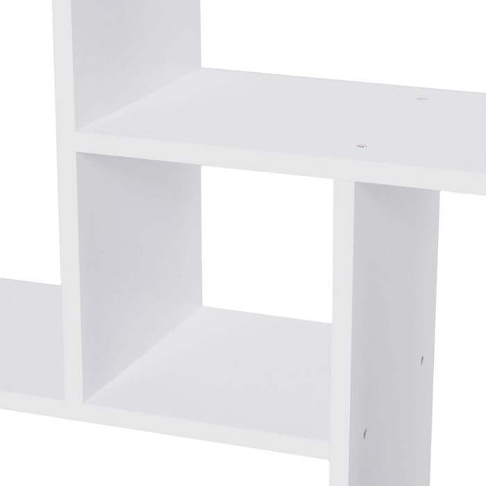 Storage Shelf Bookcase - 5-Unit Home Display with Melamine Surface and Square Frame - Elegant White Organizer for Living Room or Bedroom