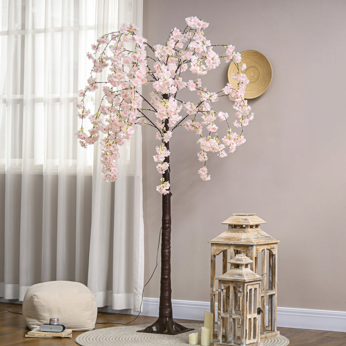 Aosom 450 LED Blossom Tree - Decorative Pink Artificial Light-Up Tree - Indoor/Outdoor Ambient Lighting Decoration