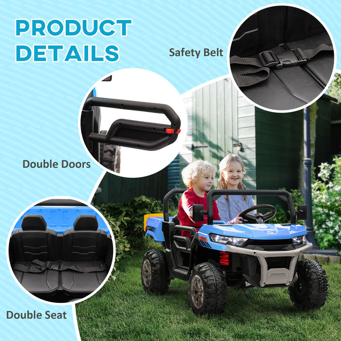 12V Dual-Seater Children's Electric Ride-On Car - Includes Electric Bucket and Remote Control - Perfect for Kids' Adventure Play