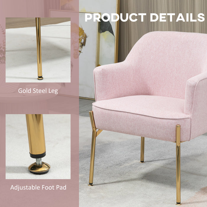 Elegant Pink Accent Chairs with Gold Legs - Plush Armchair Set for Living Room & Bedroom, Vanity Seat Duo - Ideal for Home Comfort & Café Aesthetics