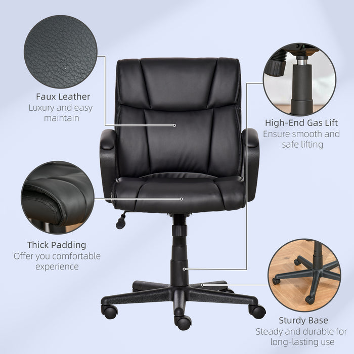 Executive Office Swivel Chair - PU Leather Ergonomic Design with Adjustable Height and Arms - Ideal for Home Office Comfort and Style