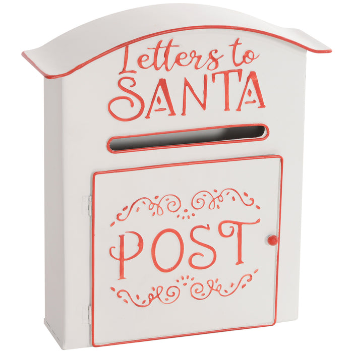 HOMCOM Christmas Post Box, Letters to Santa Mailbox, Wall Mounted Postbox, Christmas Decoration for Indoor and Outdoor, White