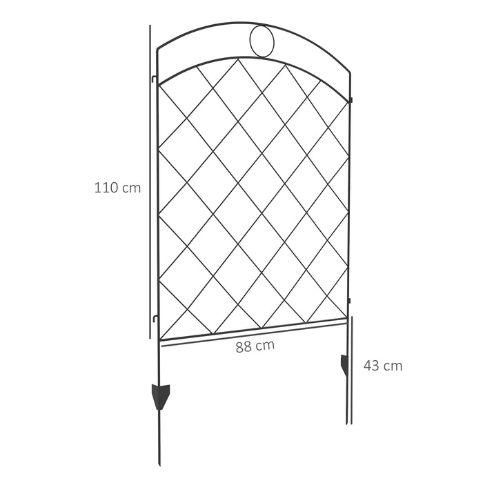 43in x 11.4ft Rustproof Steel Garden Fencing - Decorative Outdoor Picket Fence Panels, 8PC Set - Landscape Border & Animal Barrier for Flower Beds, Black