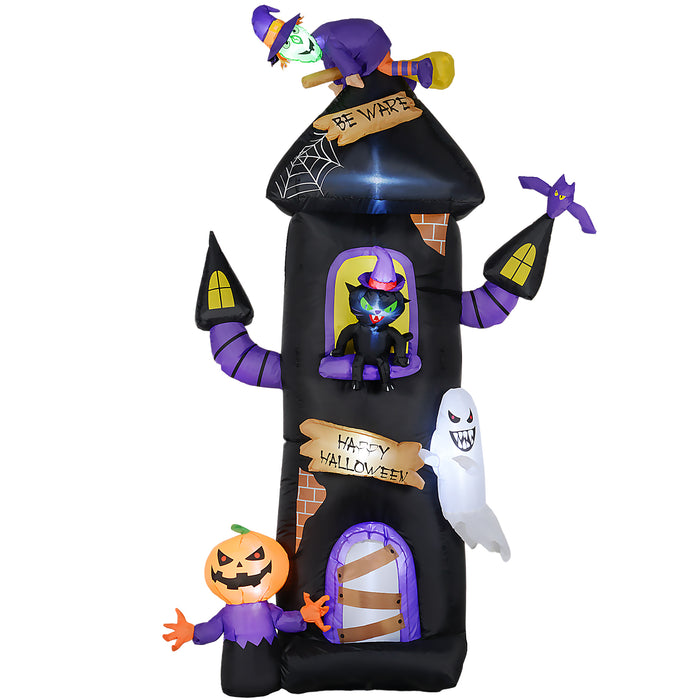 Halloween Inflatable Spooky Tree House with Characters - 8.5FT Horror-Themed Outdoor Decor with Witch, Black Cat, Ghost, Pumpkin Man - Eye-Catching Lawn Display for Festive Garden Party