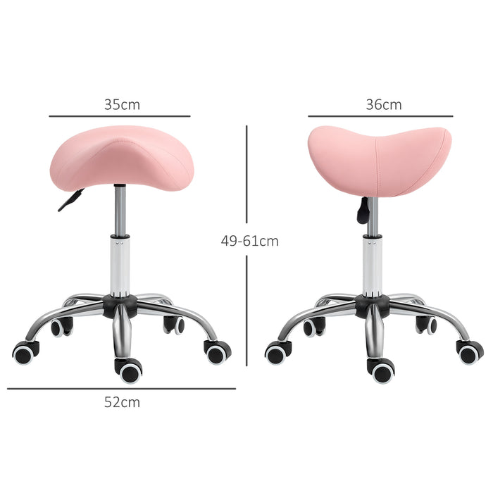 Height Adjustable Saddle Stool - Faux Leather Salon Chair for Spa & Massage - Comfortable Seating for Beauticians and Therapists