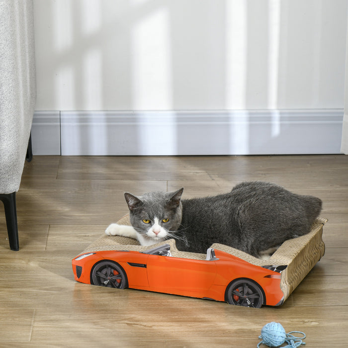 Car-Shaped 2-in-1 Cat Scratching Board - Includes Catnip - Entertaining and Scratching Solution for Cats