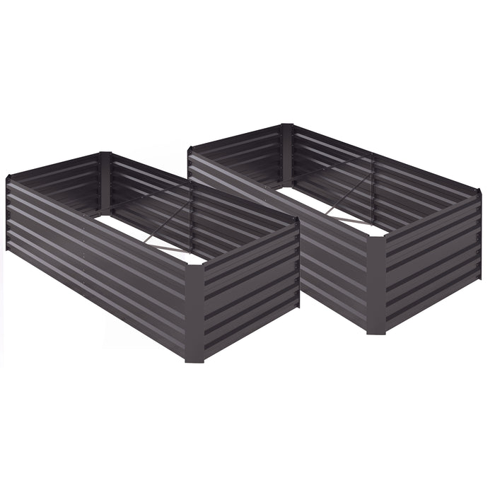 Galvanized Steel Raised Garden Beds - 2-Pack Outdoor Planters with Reinforced Rods for Veggies, Flowers, Herbs - Ideal for Gardeners, 180x90x59cm, Dark Grey