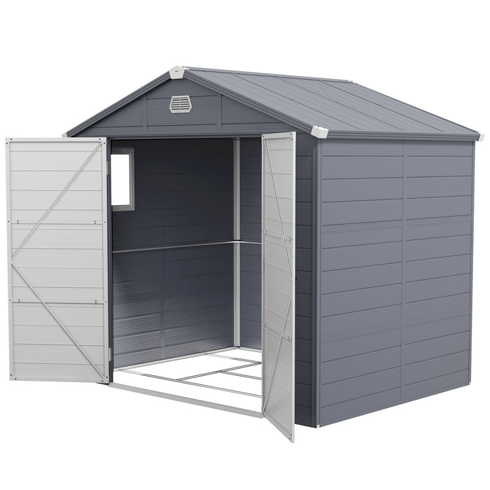 Polypropylene Outdoor Storage Tool House - 8x6ft Garden Shed with Foundation Kit, Ventilation, and Lockable Door - Ideal for Secure Equipment and Tool Storage