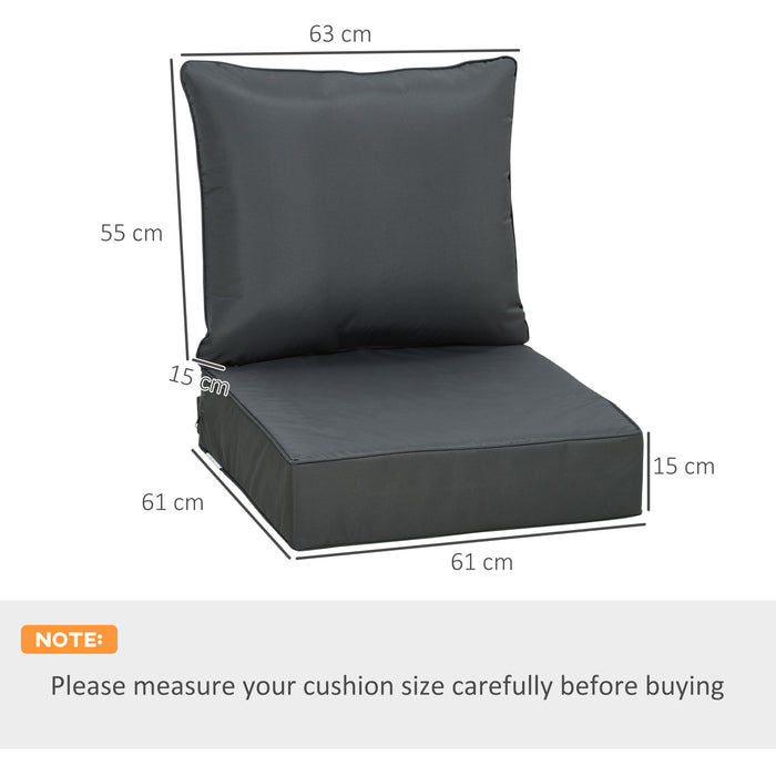 Olefin Deep Seating Cushion Set - 63x55x15cm Fade Resistant Patio Chair Cushions - Ideal for Rattan Sofas & Outdoor Seating Comfort, Dark Grey