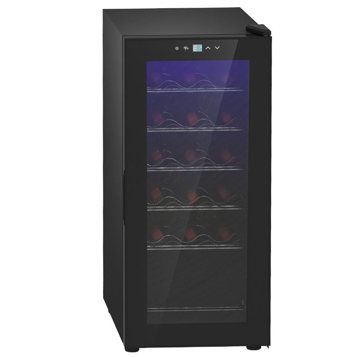 Undercounter Wine Cooler - 35cm Freestanding Fridge with Digital Temperature Control and LED Light - Glass Door Storage for 18 Bottles, 50L Capacity Ideal for Wine Enthusiasts