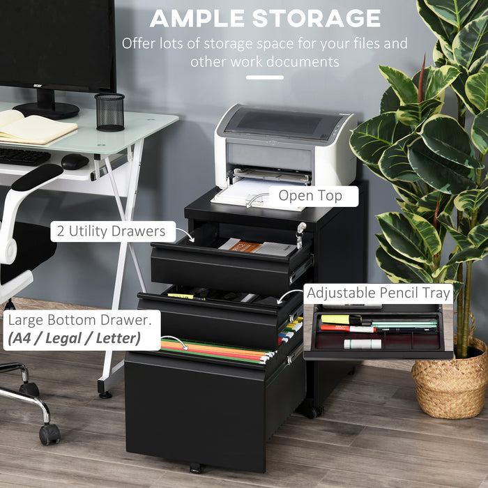 Lockable Metal Vertical File Cabinet with 3 Drawers - Anti-tilt, Holds Letter A4 Legal Size Documents - Secure Storage Solution for Office and Home Use