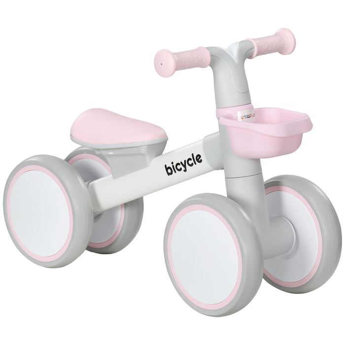 Adjustable Seat Kids Balance Bike for Ages 1-3 - Silent Wheel Design, Easy-Grip Handlebars in Pink - Perfect First Bike for Toddlers