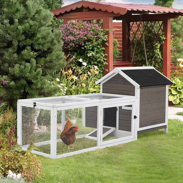 Deluxe 2-Tier Wooden Chicken Coop - Spacious Hen House with Nesting Box, Removable Tray, and Outdoor Run - Ideal Poultry Habitat for Backyard Farmers