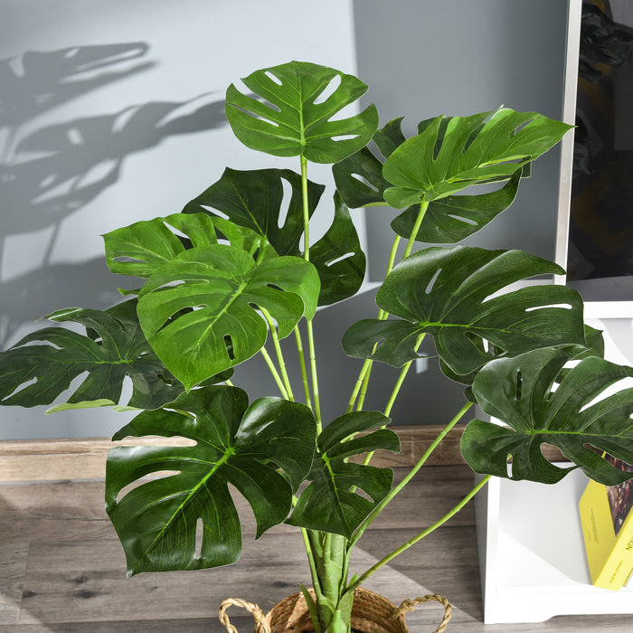 Artificial Monstera Plants Duo - Lifelike 85cm Indoor/Outdoor Faux Greenery in Pots - Elegant Home Décor for Plant Lovers