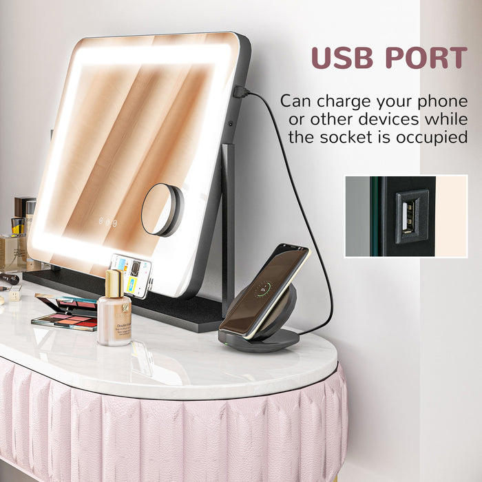 LED Tabletop Cosmetic Mirror with Brightness Control - Elegant Vanity Accessory for Makeup Application - Ideal for Beauty Enthusiasts and Daily Grooming Needs