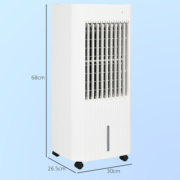 68cm 3-In-1 Evaporative Air Cooler - Portable Ice Cooling Fan, Humidifier with LED Display & Oscillation - Includes Remote, 15H Timer, 5L Tank for Home Comfort, White