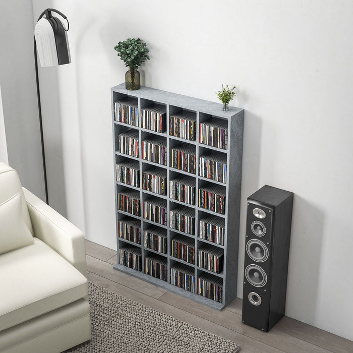 Adjustable CD Shelving Unit - 89 x 130.5 cm with Customizable Layout, Cement Grey - Ideal for Organized Media Collection