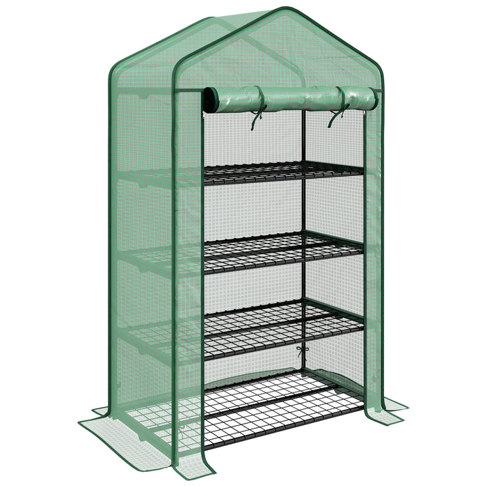 Four-Tier Mini Greenhouse - Sturdy Construction with Reinforced Plastic Cover - Ideal for Seedling Growth and Plant Protection