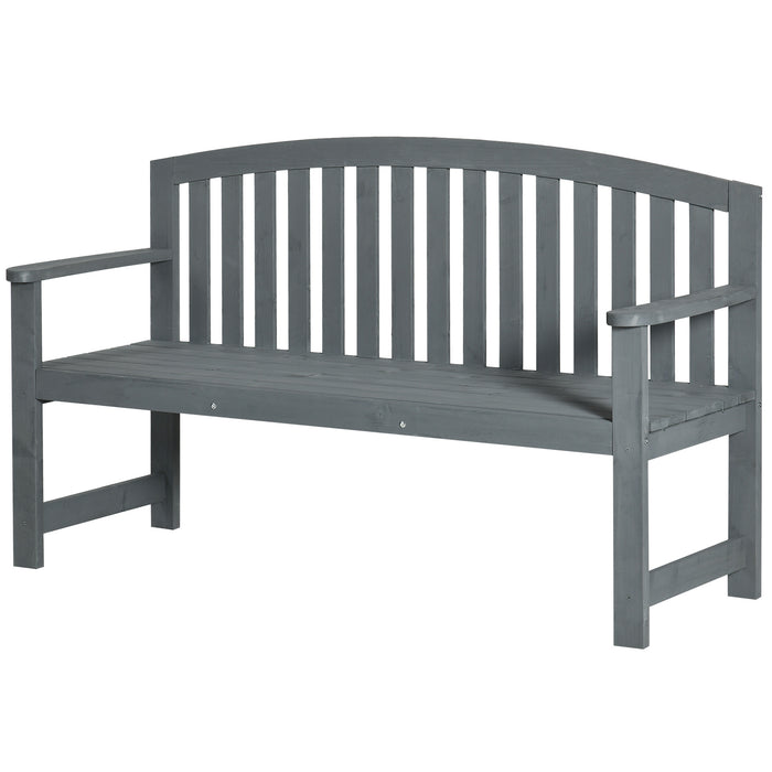 Wooden Garden Loveseat - Two-Person Outdoor Bench with Armrests, Grey - Ideal for Park and Balcony Relaxation