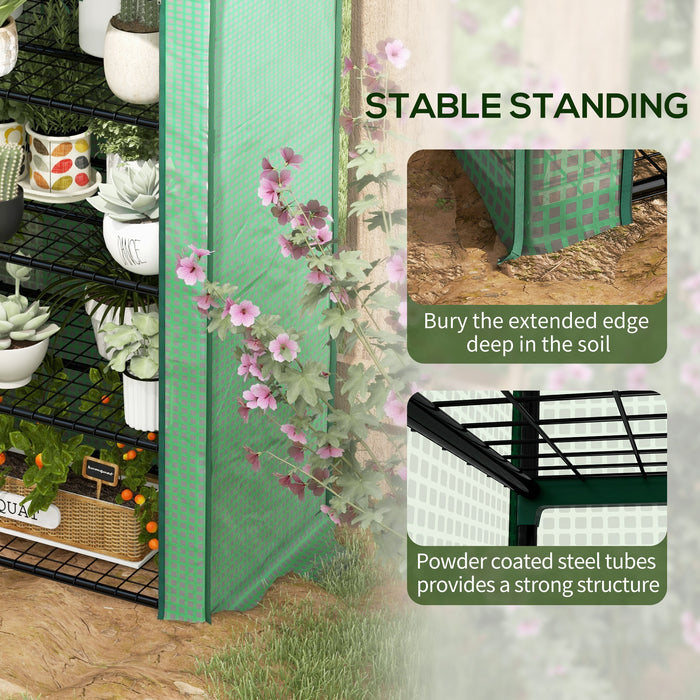 Four-Tier Mini Greenhouse - Sturdy Construction with Reinforced Plastic Cover - Ideal for Seedling Growth and Plant Protection