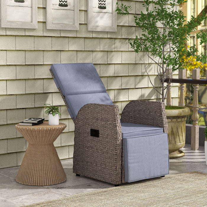 Hand-Woven PE Rattan Recliner with Cushion - Adjustable Garden Leisure Chair & Footrest, Side Table Included - Ideal for Patio & Deck Comfort