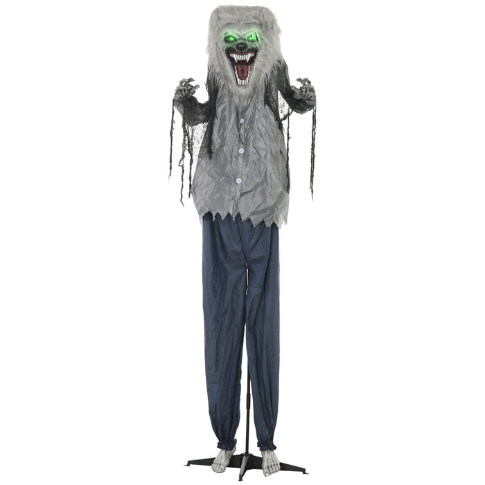 Outdoor Halloween Animatronic Skeleton Werewolf - 83" Sound-Activated Decoration with Light-Up Eyes & Eerie Sound Effects - Perfect for Haunted House and Spooky Lawn Displays