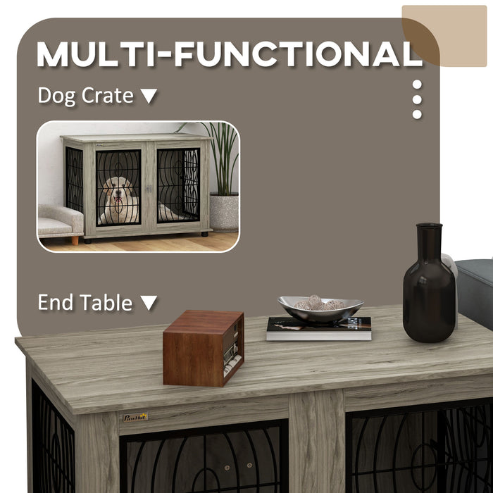 Indoor Dog Crate Furniture - 37" End Table with Soft Washable Cushion & Lockable Door - Stylish Pet Housing Solution for Large Dogs