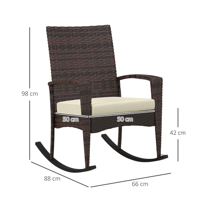 PE Rattan Rocking Chair Duo - Outdoor Garden Patio Furniture with Cushions & Armrests - Comfortable Seating for Deck or Porch Relaxation