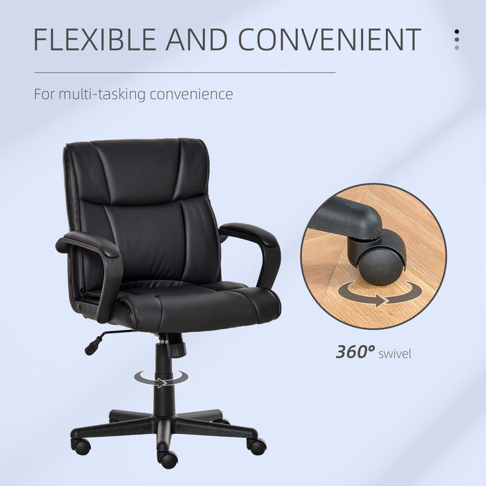 Executive Office Swivel Chair - PU Leather Ergonomic Design with Adjustable Height and Arms - Ideal for Home Office Comfort and Style