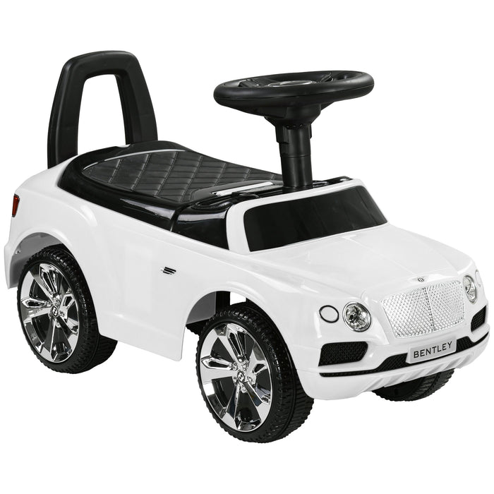 Bentley Bentayga Licensed Ride-On Toy - Foot-to-Floor Sliding Car with Under Seat Storage, Push Along Vehicle for Kids - Sleek White Design for Indoor and Outdoor Play