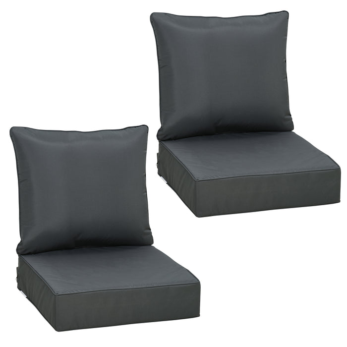 Olefin Deep Seating Cushion Set - 63x55x15cm Fade Resistant Patio Chair Cushions - Ideal for Rattan Sofas & Outdoor Seating Comfort, Dark Grey