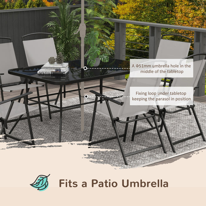 7-Piece Metal Patio Dining Set - Outdoor Folding Chairs & Tempered Glass Table - Ideal for Garden Seating & Entertaining 6 Guests