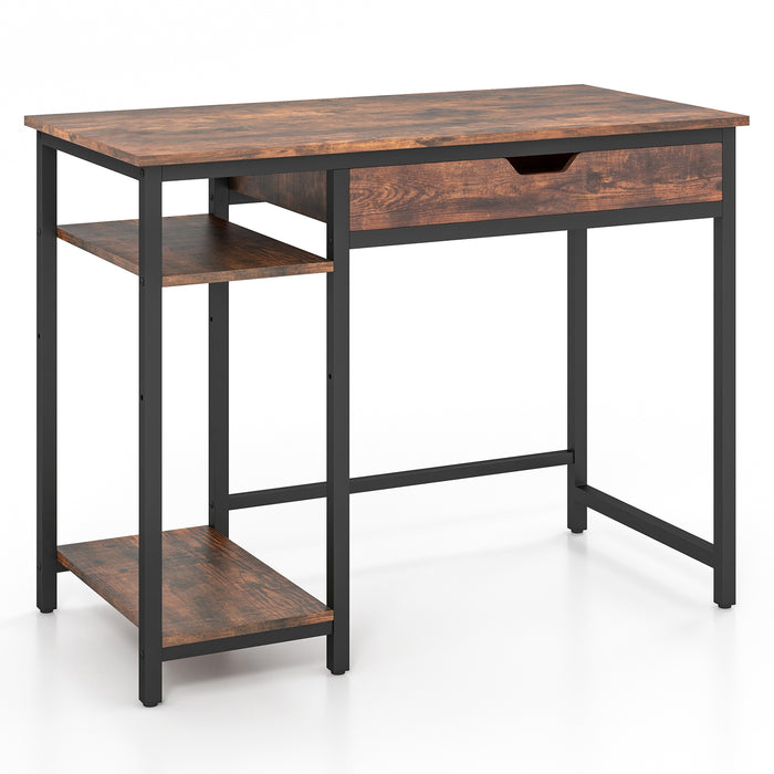 Industrial Design - 100CM Home Office Desk with Drawer and Adjustable Shelf - Ideal for Workspace Organization and Storage