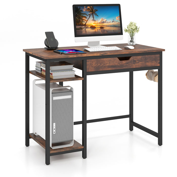 Industrial Design - 100CM Home Office Desk with Drawer and Adjustable Shelf - Ideal for Workspace Organization and Storage