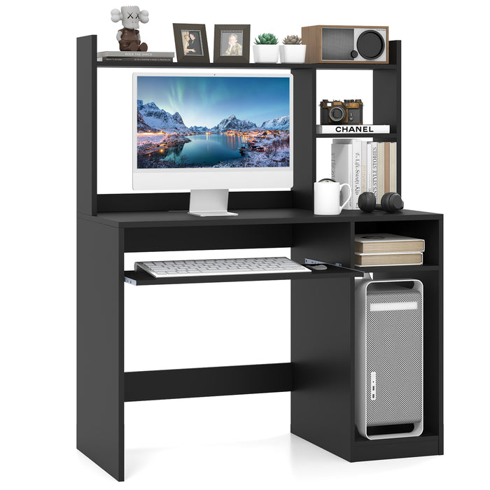 Desk Organizer - Multi-Purpose Computer Desk with Additional Storage Shelf - Suitable for Home Office and Students