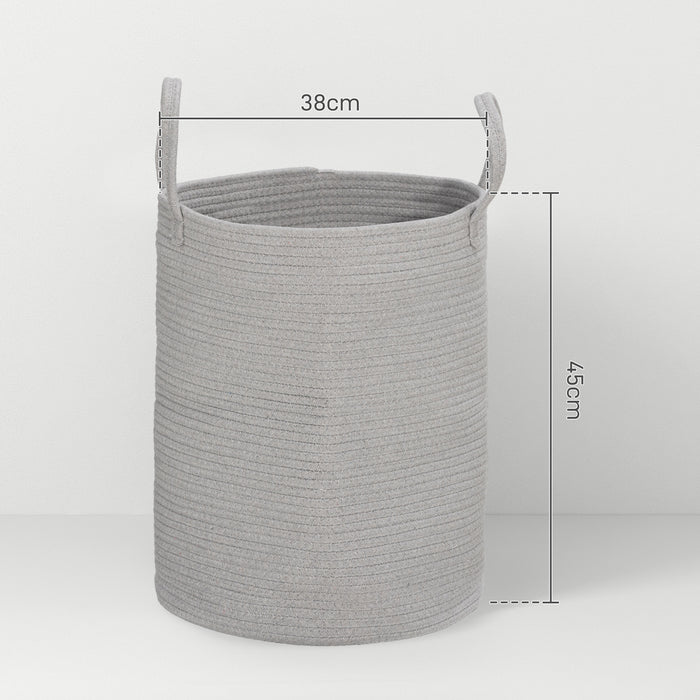 HOMCOM 36L Cotton Rope Laundry Basket, with Handles - Grey | Aosom UK